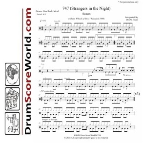 Saxon - 747 (Strangers in the Night) - Drum Sheet 